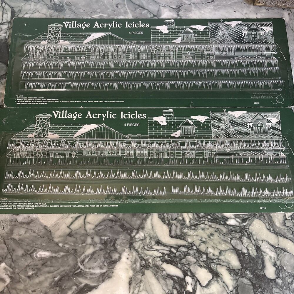 Lot of 2 Department 56 Village Acrylic Icicles#5211-6 8 18" Pieces